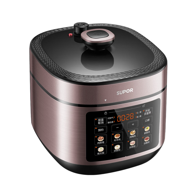 苏泊尔5L方形电压力锅SY-50FC21 星辰紫双胆触摸控制液晶显示0-12小时预约