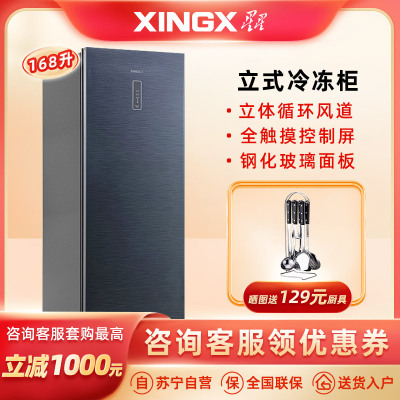 星星(XINGX)168升冷柜冰箱风冷无霜家用超薄电冰箱 立式冷冻柜 电脑温控保鲜柜 BD-168WV5C