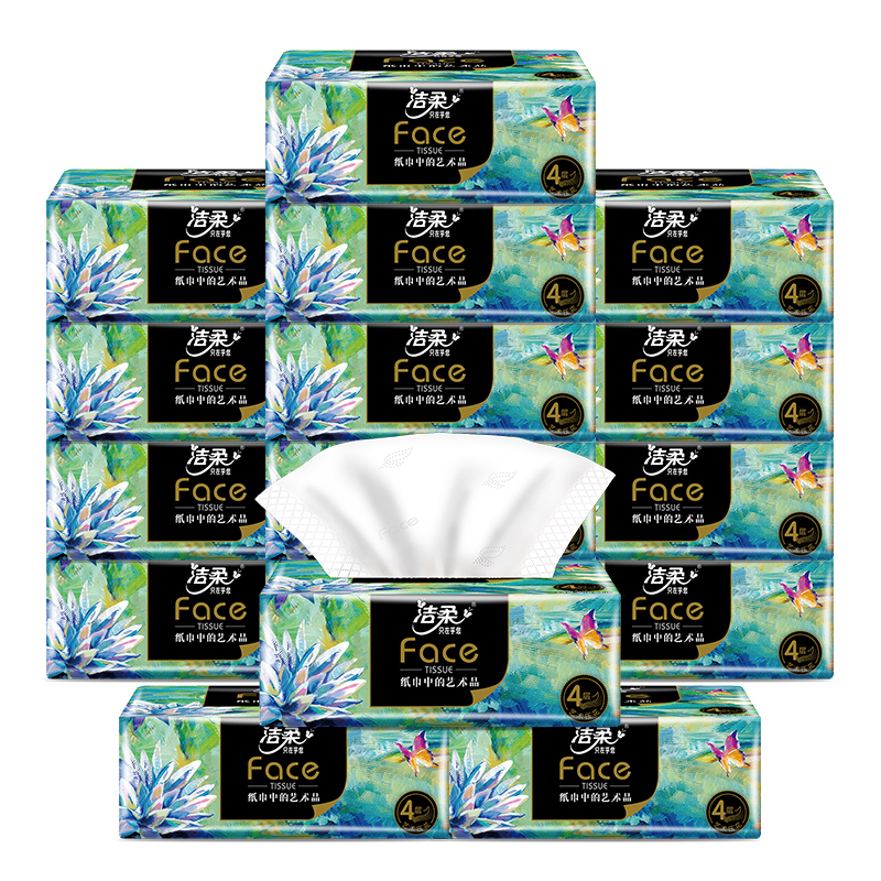 洁柔(C&S)face油画系列抽纸80抽4层80抽*16包*1箱