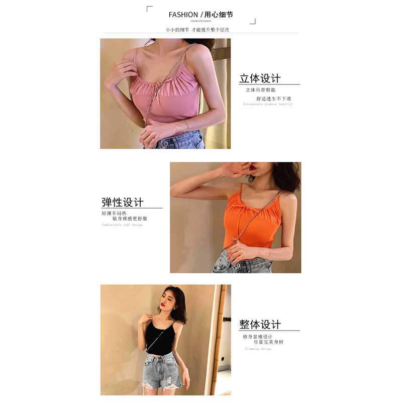 送抹胸】2019年夏季新款百搭通勤针织小吊带女内搭网红打底背心无袖吊带修身性感打底衫上衣青春流行时尚清凉透气吊带纯色