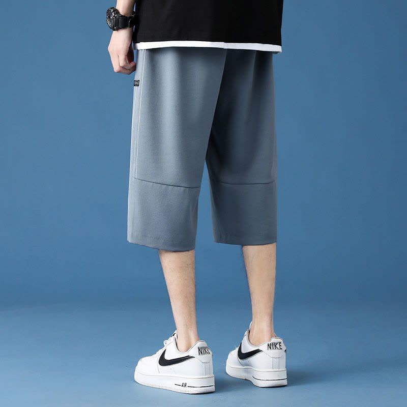 真维斯夏天冰丝裤男百搭夏季薄款运动短裤拼接帅气休闲直筒七分裤图片