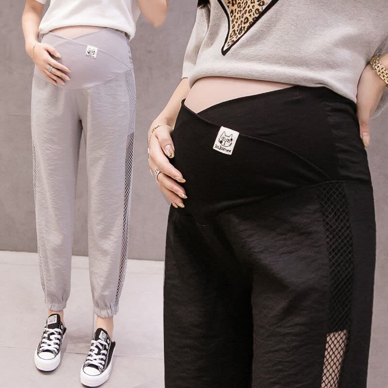 迪鲁奥(DILUAO)孕妇裤子夏季薄款九分裤2021新款孕妇装薄款棉麻宽松休闲裤托腹裤图片