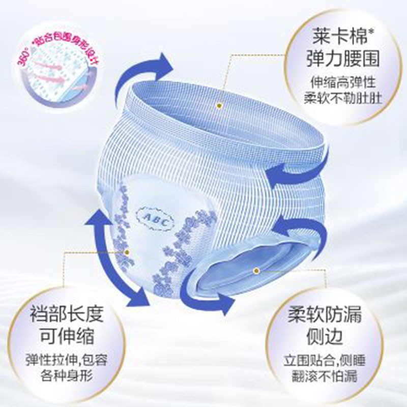 ABC无忧裤型卫生巾M-L码2片K302*10包高清大图