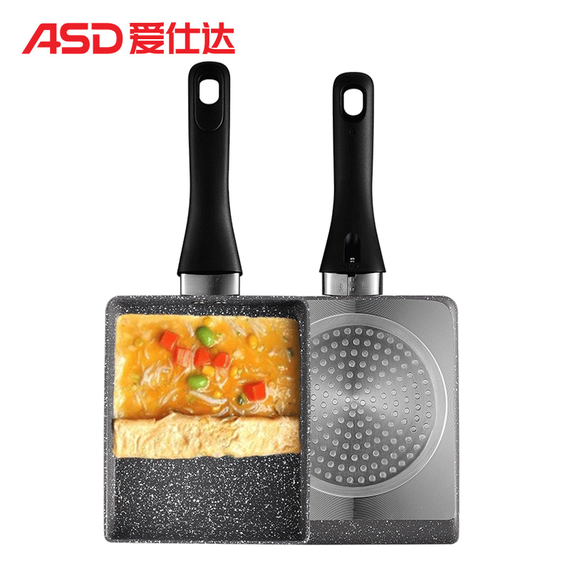 爱仕达(ASD)煎锅 18CM晶石新不粘玉子烧 麦饭石色迷你不粘锅平底锅 JL18K2WG