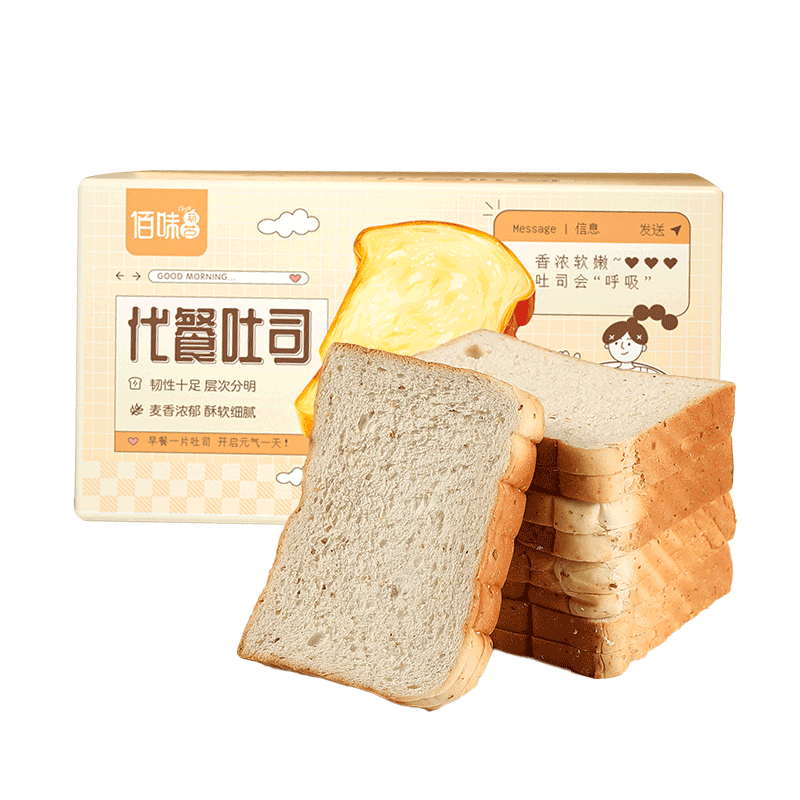 真全麦吐司面包500g全麦三明治粗粮好吃整箱学生健身代餐早餐零食饱腹(1斤装)高清大图