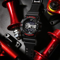 卡西欧（CASIO） 石英表 男 G-SHOCK系列日韩品牌运动表红黑色石英防水树脂带通用手表GA-400