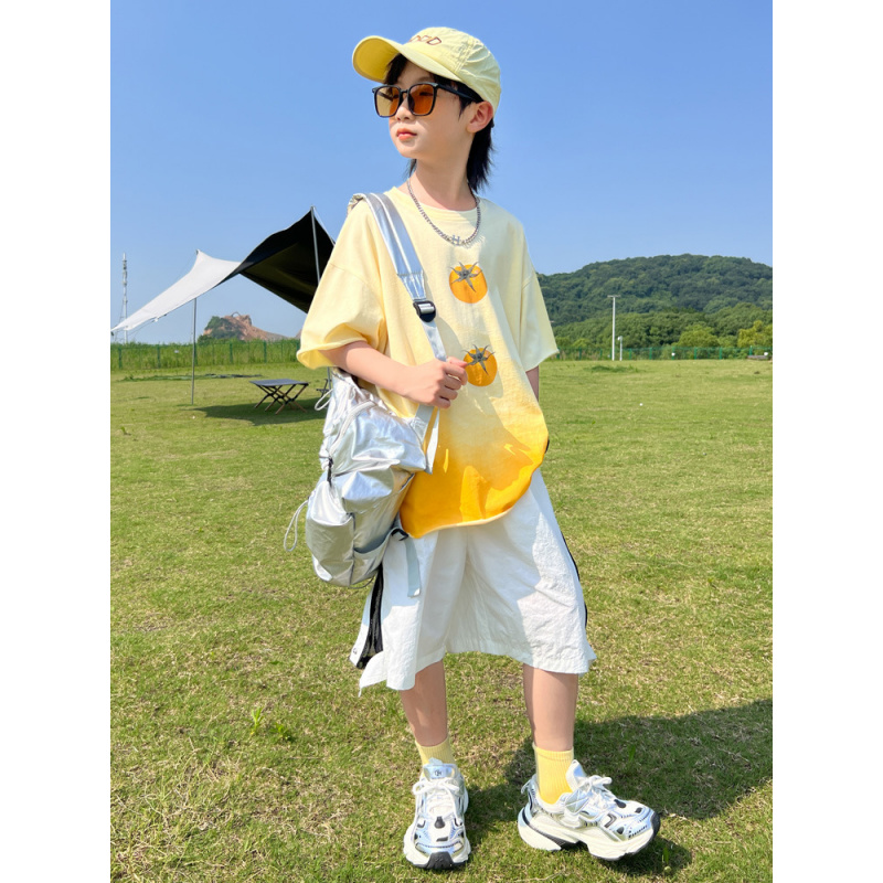 男童夏装套装2025新款儿童夏季短袖男孩中大童夏款洋气痞帅衣服潮