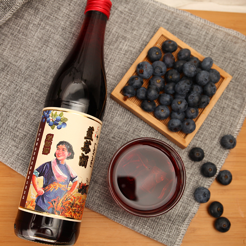 通明山低度微醺水果酒老味道蓝莓果酒6度500ml6瓶整箱装