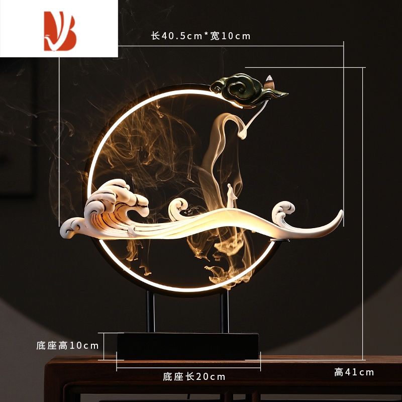三维工匠创意灯圈倒流香炉摆件禅意玄关家用室内新中式桌面装饰檀香香薰LFSOSANVHRVKHZJMZYBGMRKVXHG 乘风破浪简约+60个倒流香+香夹子