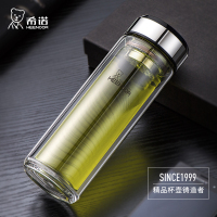 希诺玻璃杯双层耐热透明水杯商务家用杯子带过滤网泡茶杯 XN-9310/XN-9311