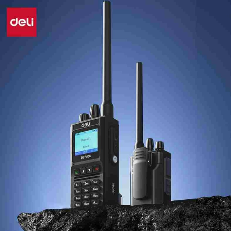得力(deli) 数字对讲机手持台 DLP568标准版 IP67防护等级/5W大功率/降噪/400-470MHz/全数字键盘/彩色显示屏 (灰黑色)(台)