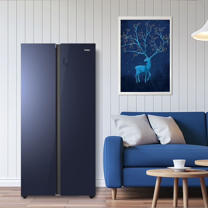haier海尔冰箱480升大容量对开门风冷无霜双变频deo净味节能纤薄家用