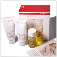 CLARINS娇韵诗美丽孕期妊辰纹护理液 孕妇三件套装 抚纹霜200ml+身体磨砂膏200ml+妊娠纹护理油100ml