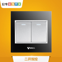 bull公牛开关插座86型G22钢化玻璃碳晶黑色五孔单开空调其他墙壁电源插座面板