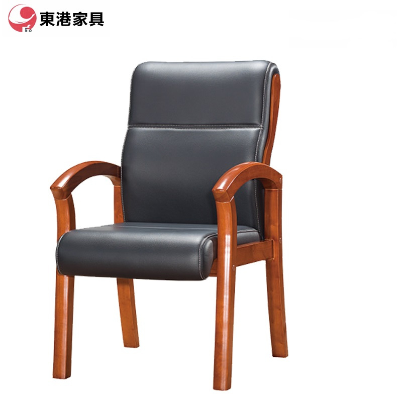 东港家具 SH-350 橡胶木椅 办公家具 办公椅 皮艺老板椅 实木四脚椅 电脑椅会议椅 皮料色彩可定制