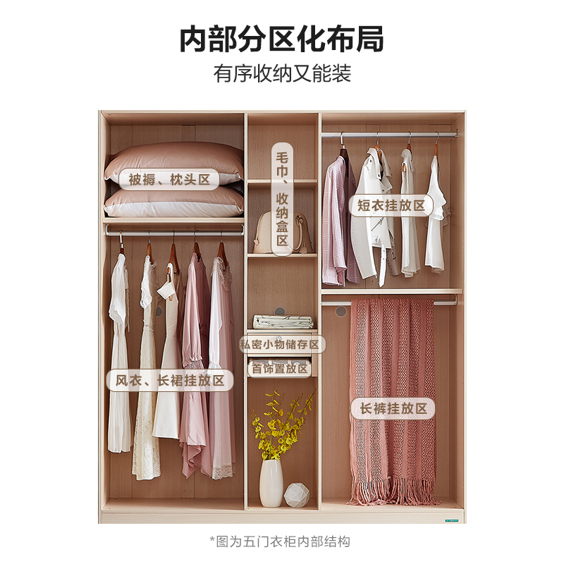 [店长力荐]全友家居 卧室平开门衣柜 卧室家具 简约现代衣柜现代北欧5门衣柜
