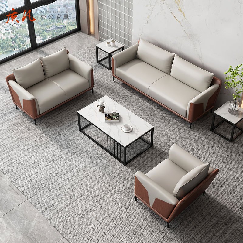 质凡 SF-03简约现代商务接待会客沙发 西皮三人位沙发高清大图