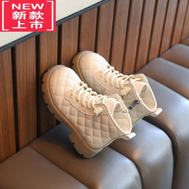 可莉允女童靴子儿童马丁靴2022秋冬新款短靴加绒小童鞋子女宝公主鞋洋气图片