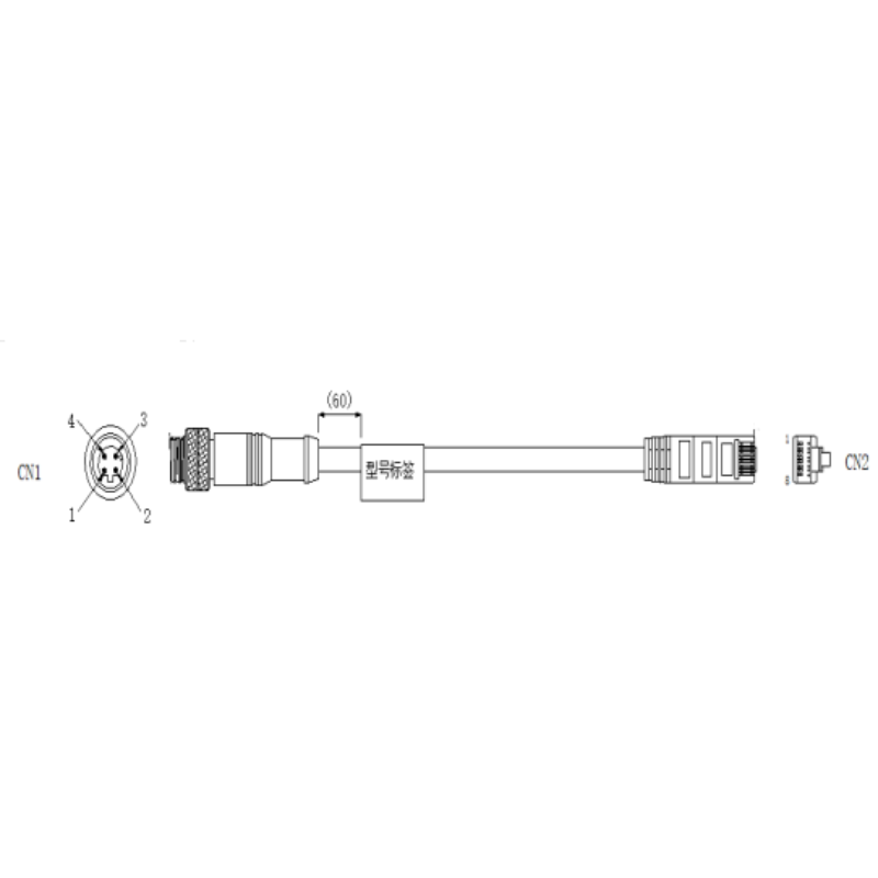 华睿科技 配套SS4000传感器标准外部网线黑色10M CABNET-M12A4-RJ45-10D 货期2周