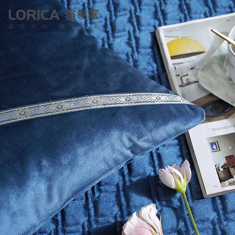 家柏饰(CORATED)毛绒沙发垫四季通用皮沙发防滑坐垫子简约现代时尚沙发套罩 暖熙-松绿 70*70cm+花边高清大图