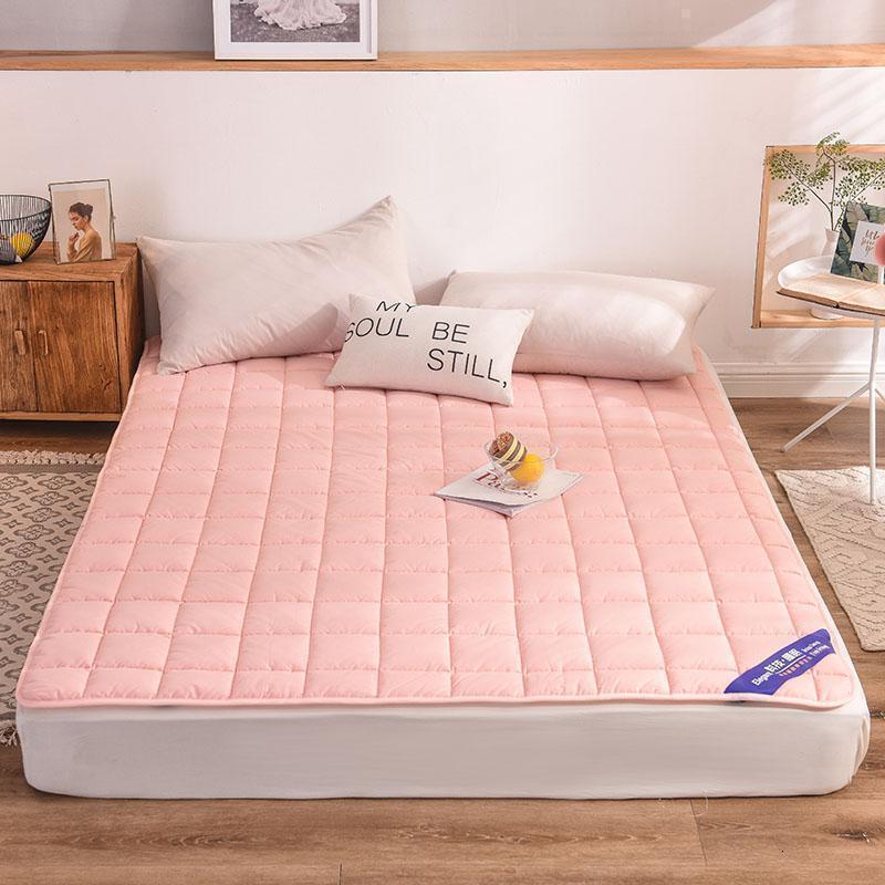 美帮汇全棉薄款床垫床褥1.82.0米双人垫子垫被褥子软垫保护垫 全棉床护垫-粉 180*200cm【可机洗四季可用】