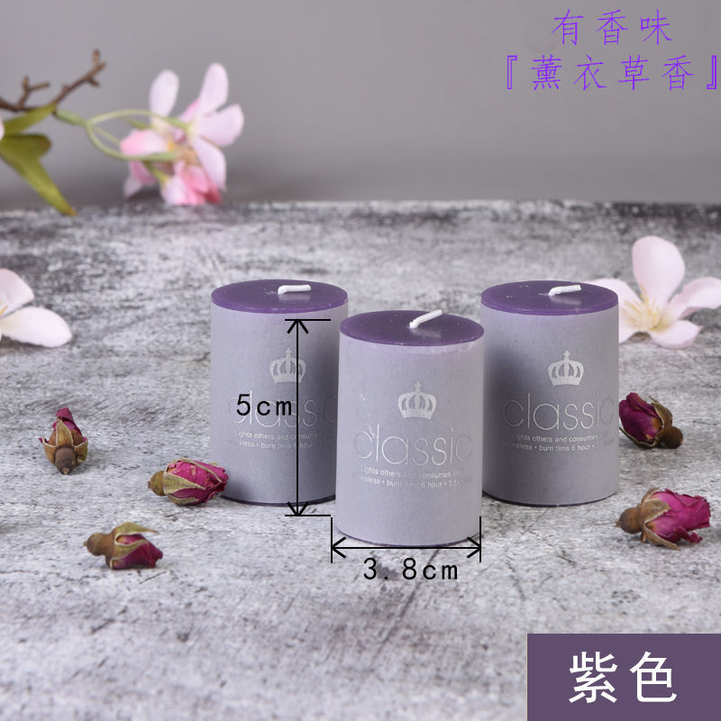 蜡烛 香薰蜡烛无烟味 婚告白 结婚蜡烛 生日蜡烛派对烛光晚餐|紫色薰衣草 (无味)圆形5*10燃烧24个小时