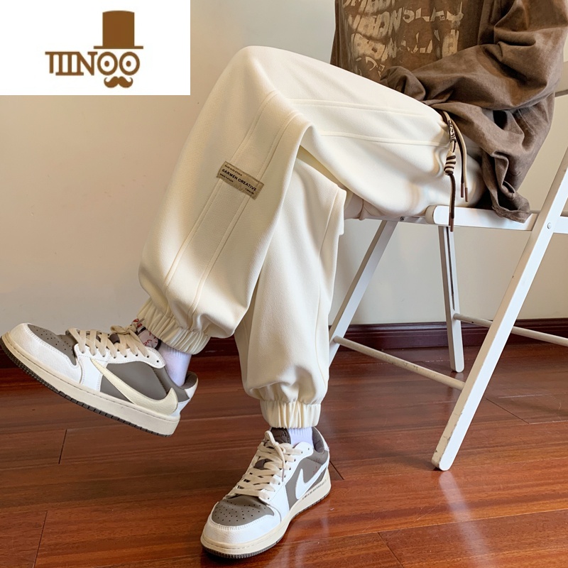 YANXU裤子男款夏季2023新款美式高街复古潮流工装百搭运动休闲束脚裤高清大图