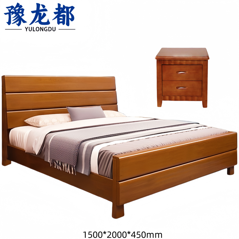 豫龙都 单人床+床头柜 1.5m套高清大图