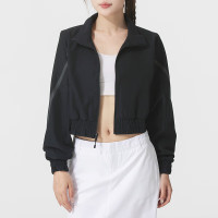 安德玛（Under Armour）外套女装 新款运动服时尚休闲开衫户外训练短款立领夹克 1386479-001 M 黑色