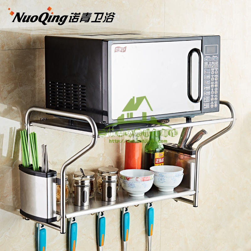 新款不锈钢壁挂架厨房置物架烤箱2层储物架厨具用品收纳收纳箱收纳柜收纳盒储物箱