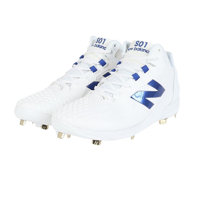 新百伦(New Balance)棒球鞋男款透气轻量稳定支撑专业训练耐磨防 White_×_Blue 42