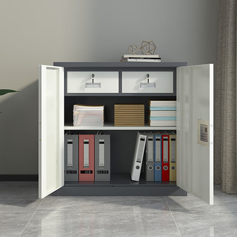 东升顺指纹电子保密柜钢制密码文件柜档案柜办公柜矮柜保密资料柜 单节灰白:国保锁高清大图