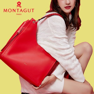 梦特娇女包真皮编织单肩包2019春季新款时尚个性潮流女士牛皮大手提包新月包