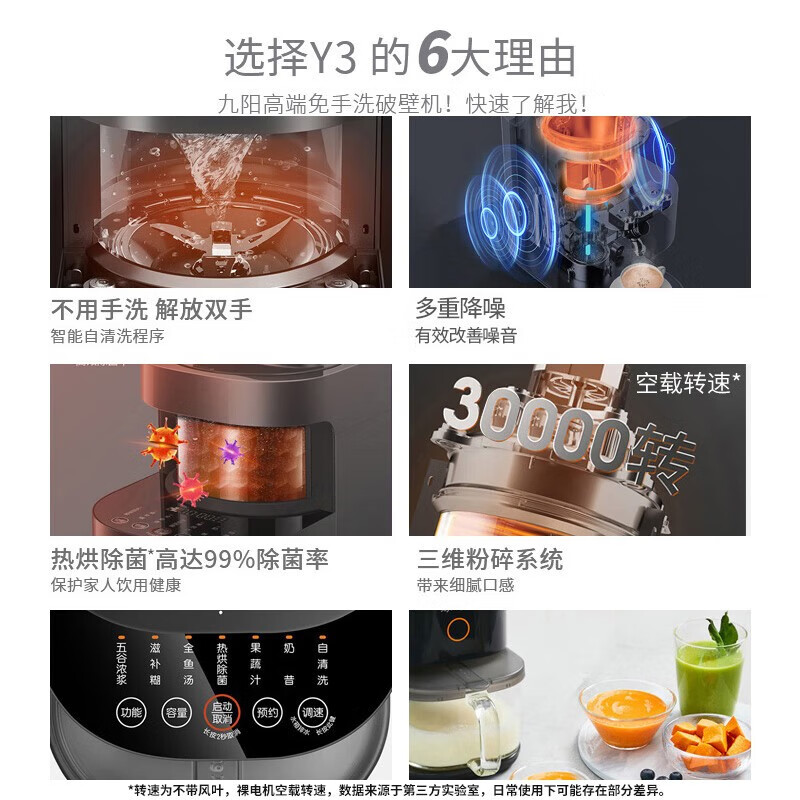九阳(Joyoung)L12-Y3自清洗破壁机1.2L(单位:台)黑色高清大图