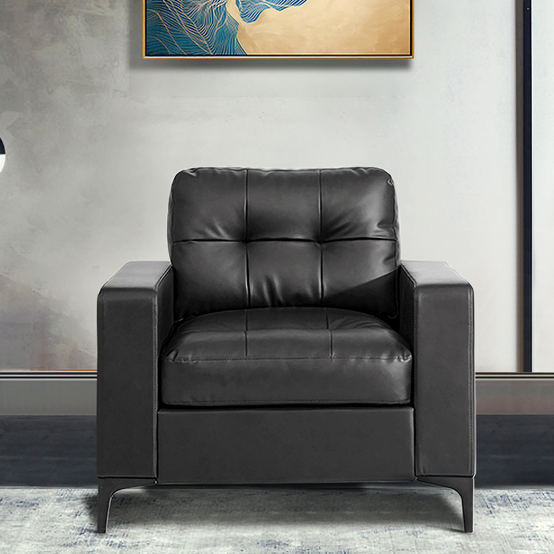 钜晟 现代简约 办公沙发 商务接待西皮沙发 js007西皮 单人位 咖啡色