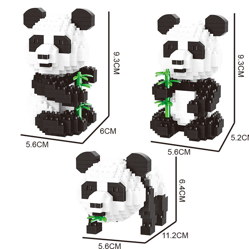微小颗粒兼容乐高拼装积木拼插钻石拼图玩具熊猫成年成人摆件 一只熊猫三种造型高清大图