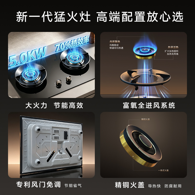 YORK家立方一级能效双眼燃气灶JZY-YK-ZJ05S高清大图
