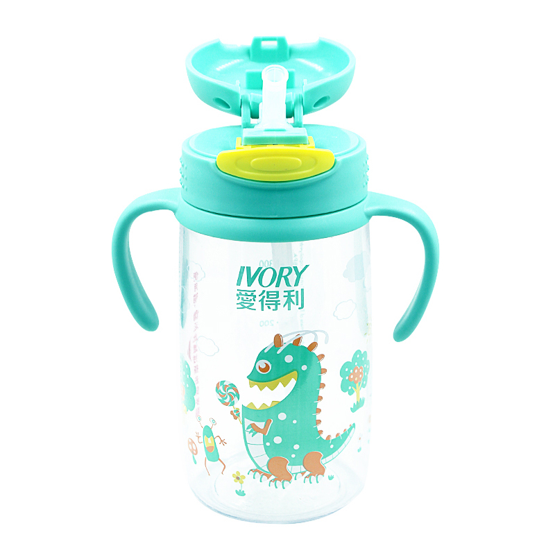爱得利(IVORY) TRITAN特丽透带手柄吸管杯水杯 400mL 绿色
