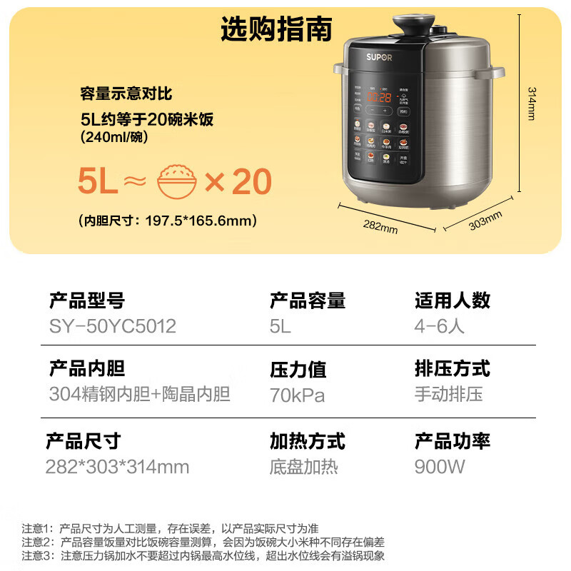 苏泊尔 电压力锅SY-50YC5012高清大图