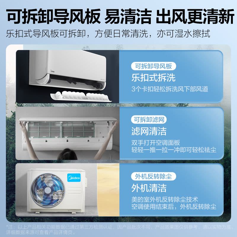 美的(Midea)空调挂机新一级风尊大1匹p变频冷暖智能壁挂式客厅卧室大风口节能省电KFR-26GW/N8MXC1时尚版图片