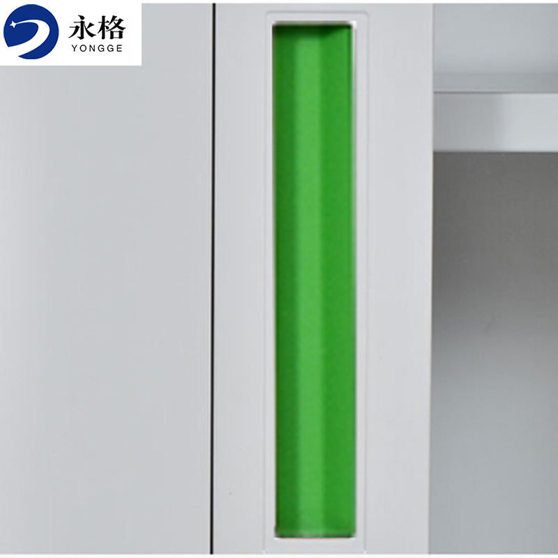 永格文件柜办公柜钢制铁皮柜资料档案储物柜拆装薄边通双节纯白绿色拉手升级加厚款