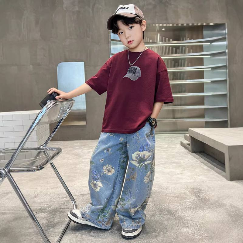 男童夏装套装2026新款大童洋气休闲潮t儿童夏季短袖T恤长裤两件套