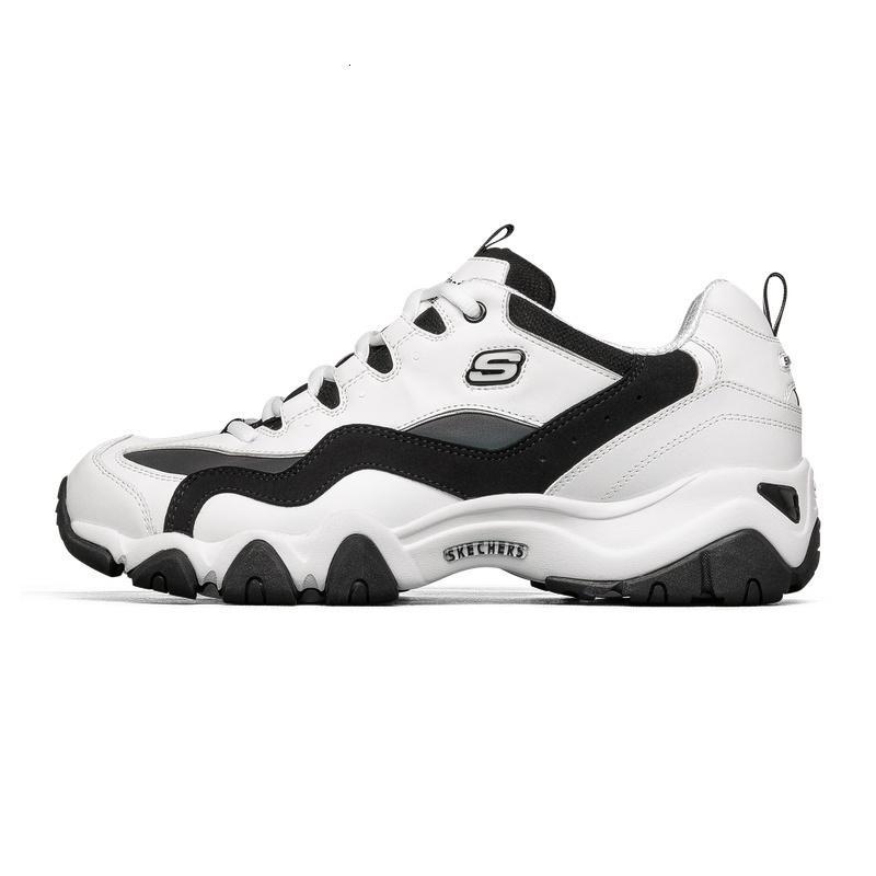 Skechers斯凯奇秋季情侣鞋男女同款时尚小白鞋厚底老爹鞋系列66666324&amp;666157