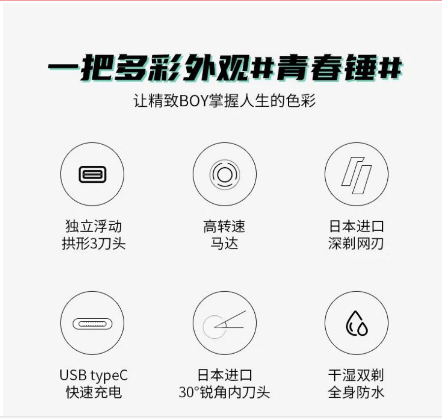 松下“青春锤”剃须刀ES-RM31 黑色高清大图