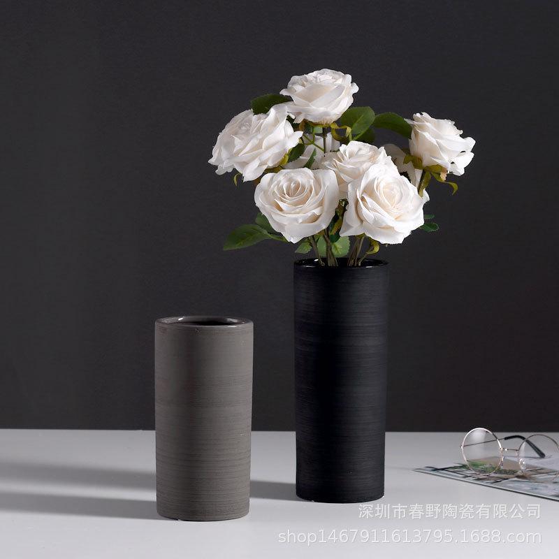 北欧ins花瓶简约格调家居陶瓷装饰工艺品摆件 现代装饰品容器 三维