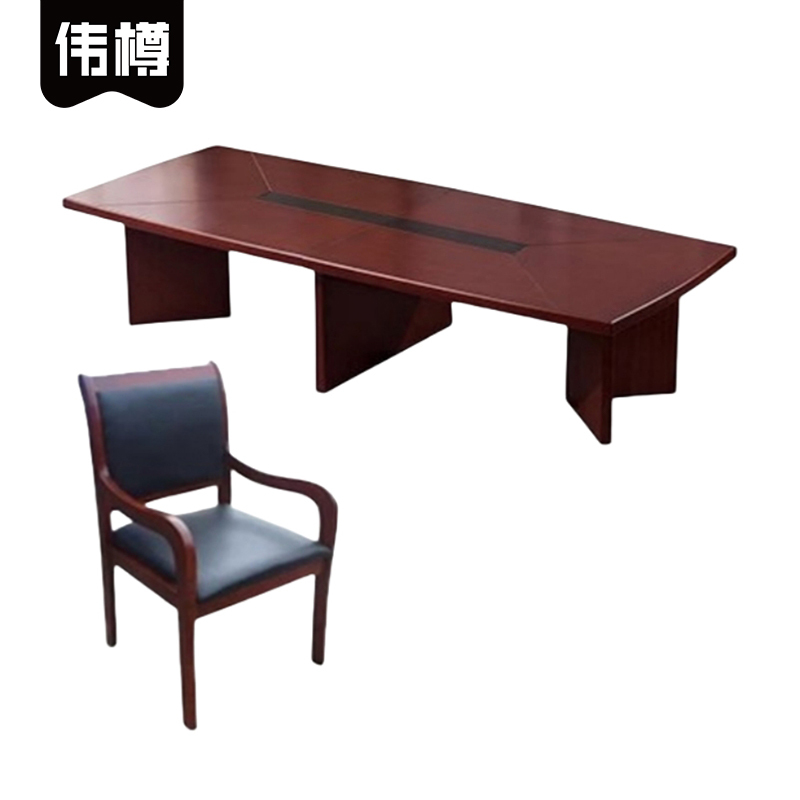 伟樽办公桌3500*1500*760mm+带扶手椅*12套