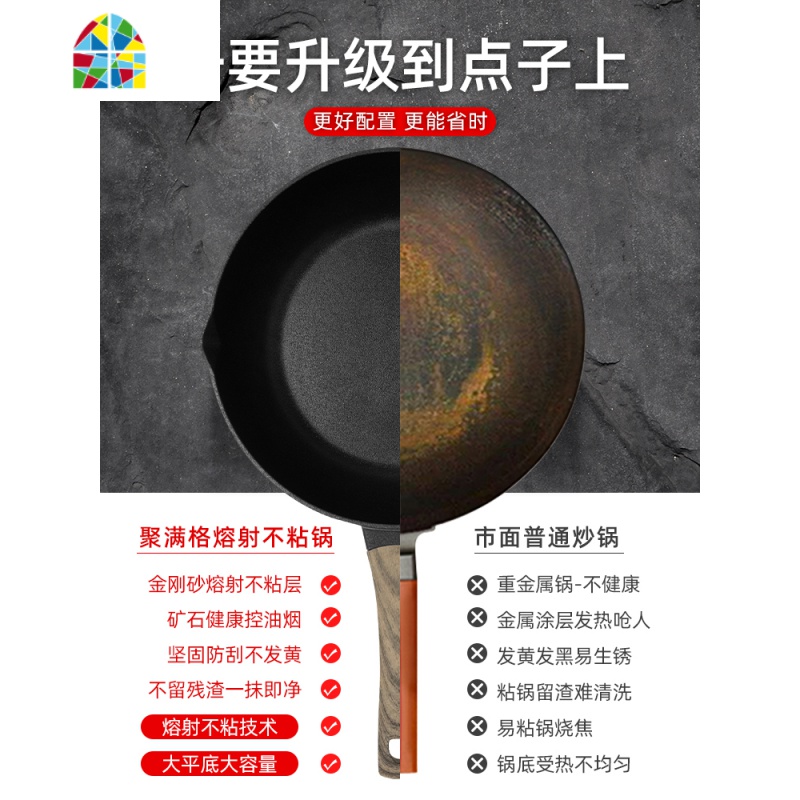 韩国黑金刚锅炒锅煎炒锅气垫炒菜锅无涂层无油烟锅 FENGHOU 经典30CM铝合金锅+锅盖+硅胶铲+清洁套餐高清大图