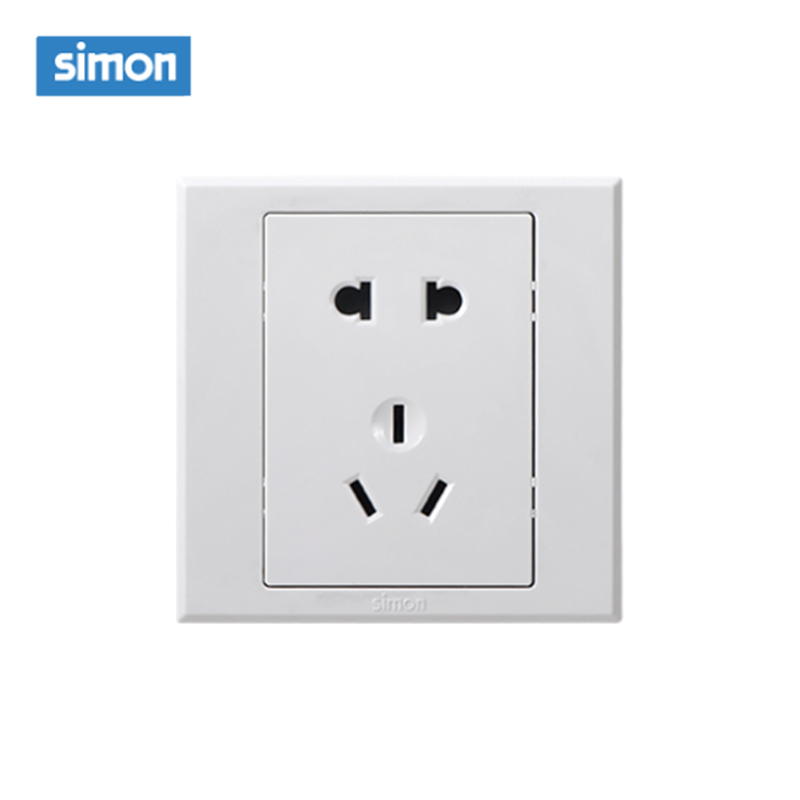 西蒙(simon) E3 插座开关插板86型开关插座面板 五孔插座 雅白色 五孔插座