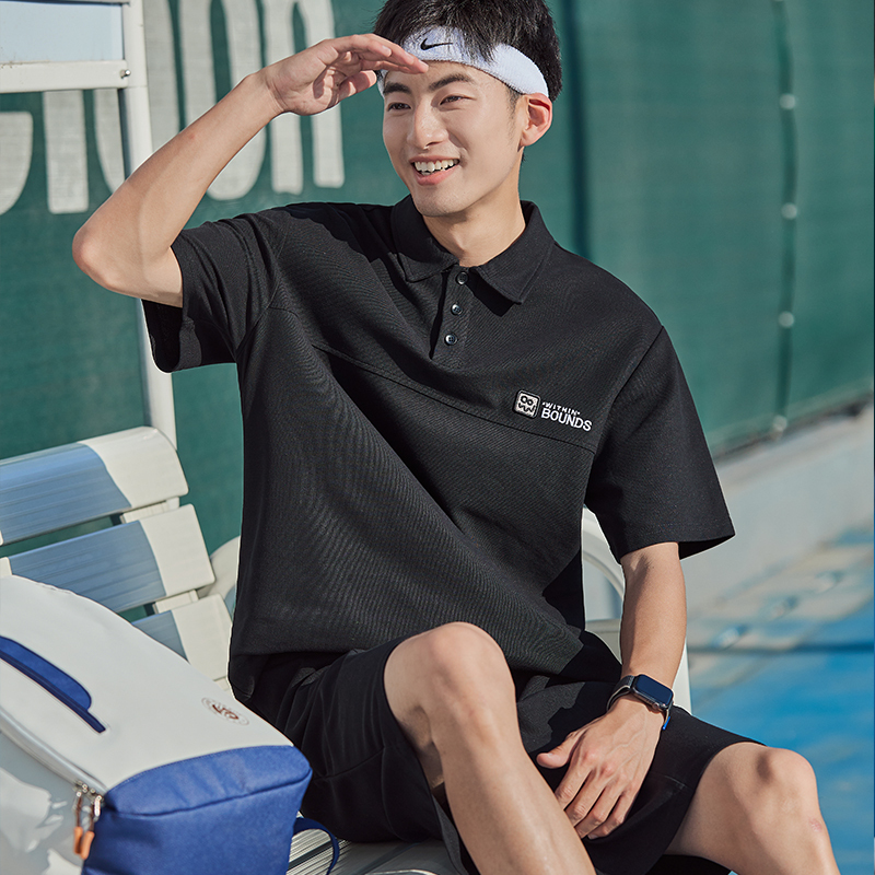 [2.5折价72元]唐狮polo短袖男夏季新款运动休闲宽松净色男士潮帅气
