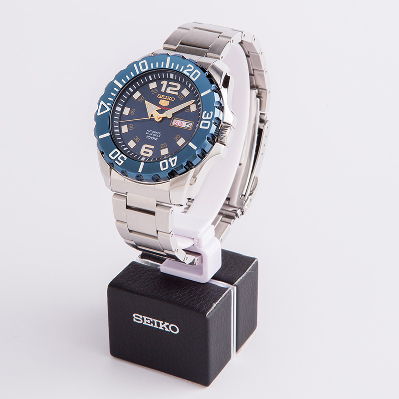 精工（SEIKO）手表 精工5号原装进口自动机械表商务休闲运动防水户外夜光双历功能计时男表蓝盘钢带 SRPB37J1